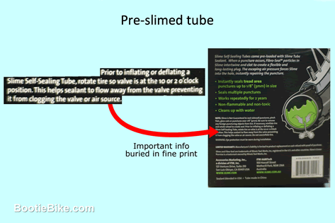 close up of rear of slime tube packaging box