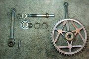 chainset and bottom bracket in pieces