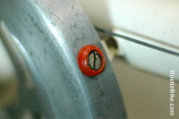red plastic washer used for chainguard attachment